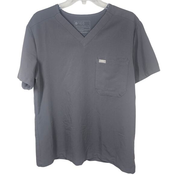 FIGS Leon Three-Pocket Scrub Top in Charcoal Gray Men's Size M - Picture 2 of 9